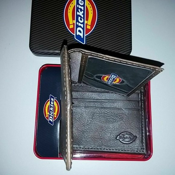 DICKIES Billfold Wallet Leather STYLE 31IP220003 COLOR BROWN NEW IN TIN - Picture 2 of 9